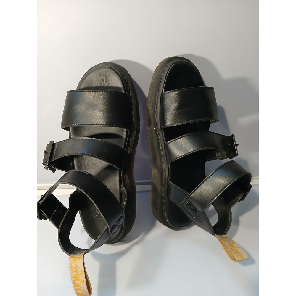 Dr‎ Martens Black Leather Platform Buckle Strap Sandals Women's Size 10